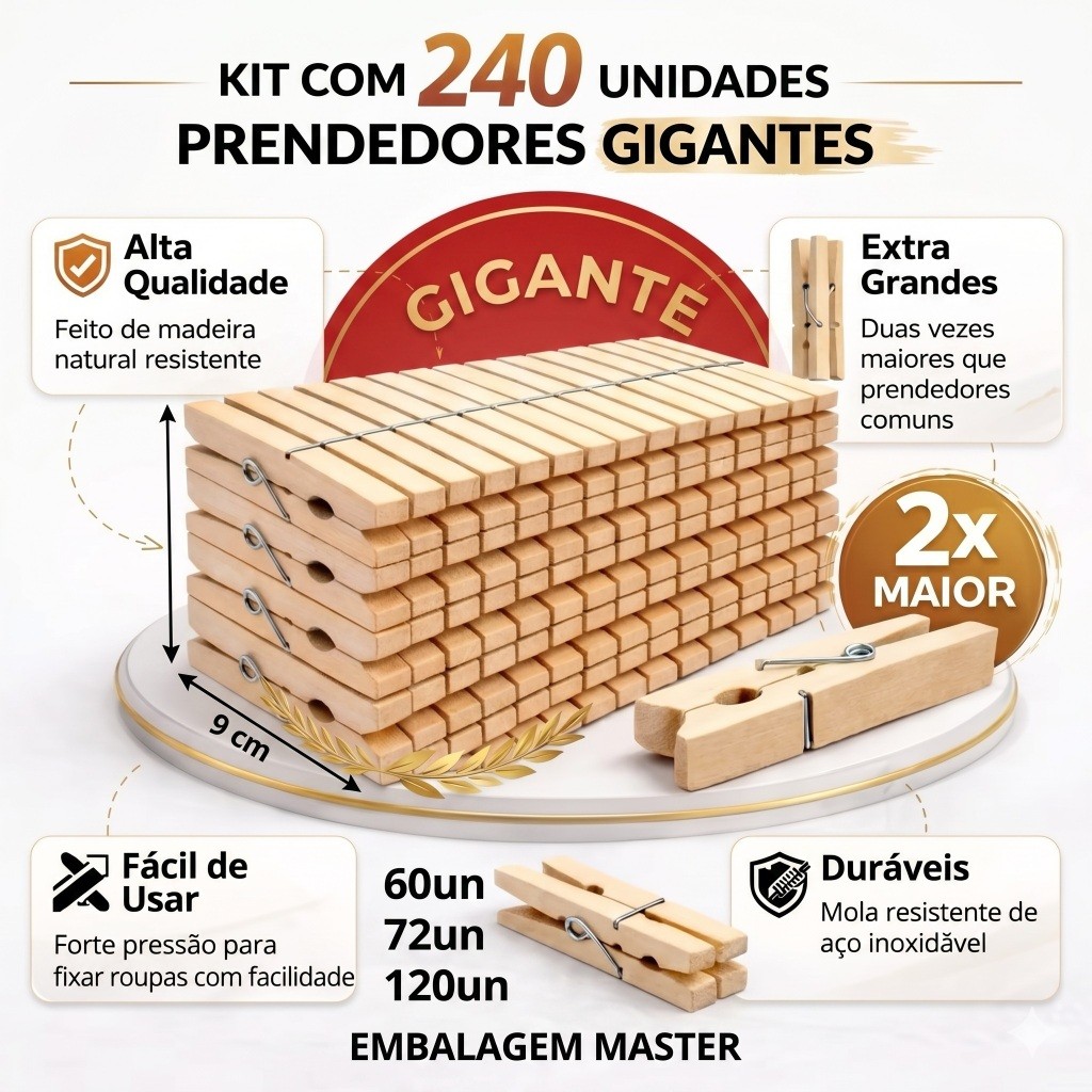 240 unidades de  Prendedor Pregador de roupas de madeira pregador promoção (Tradicional)