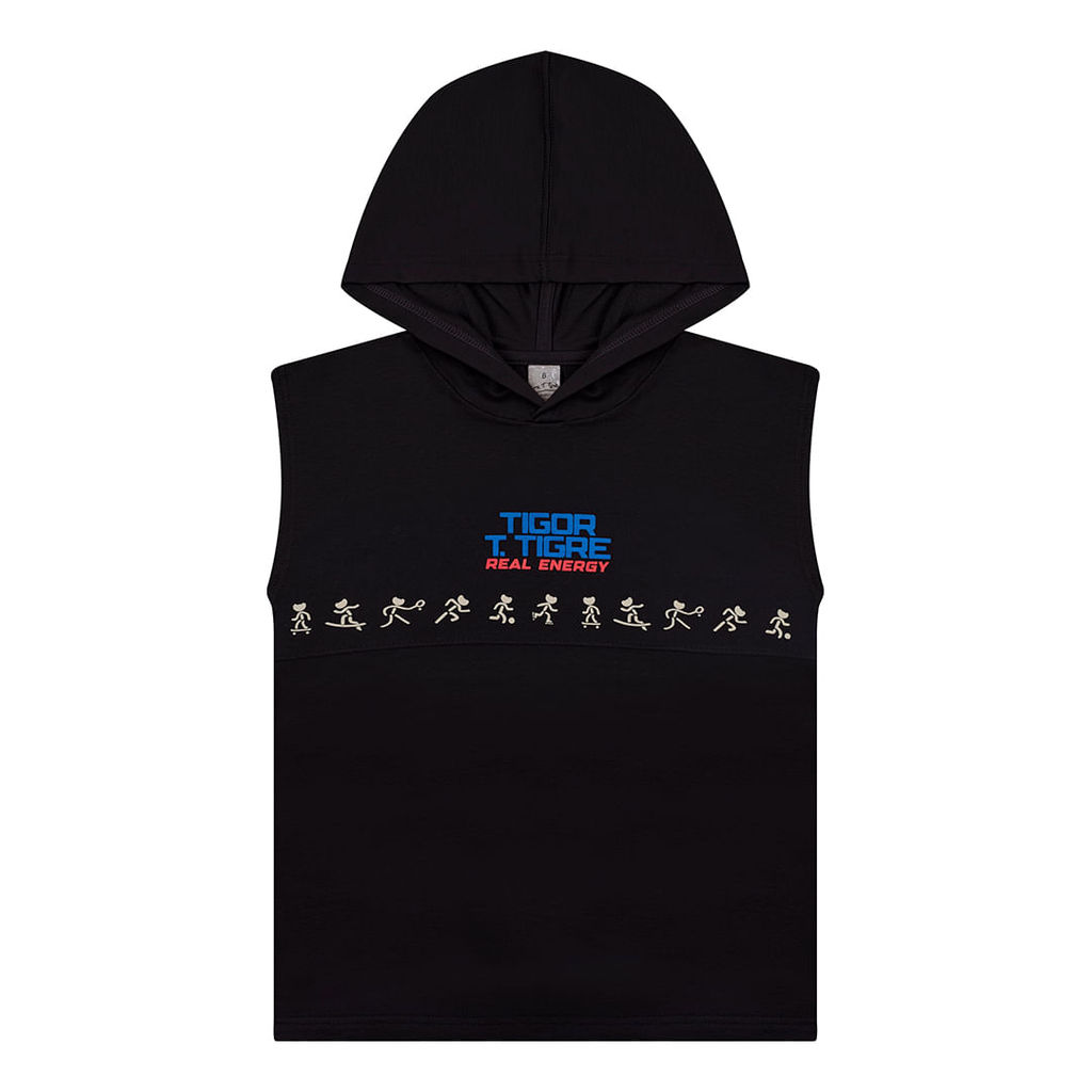 Camiseta Regata Com Capuz Infantil Masculino Tigor T. Tigre