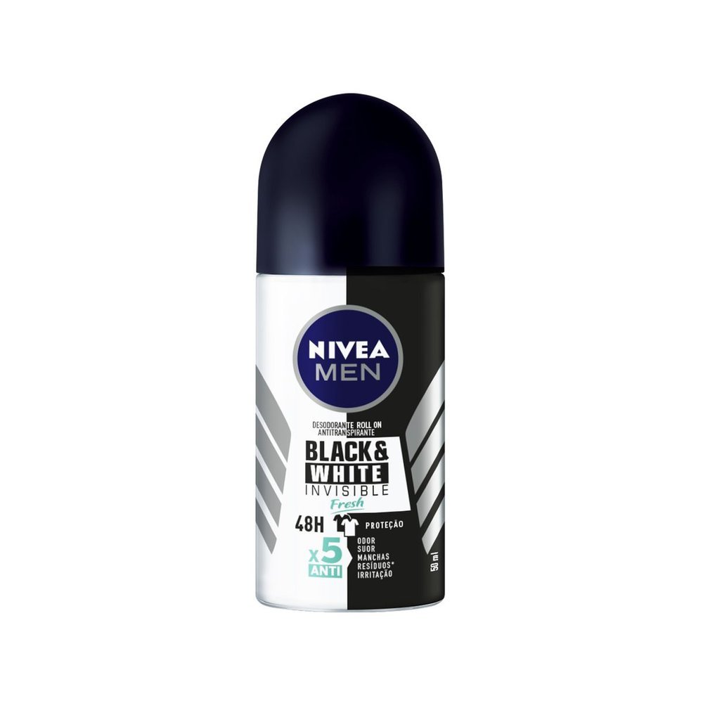 Desodorante Roll-On Invisible Black & White Power 48h Antibacteriano Nivea 50ml