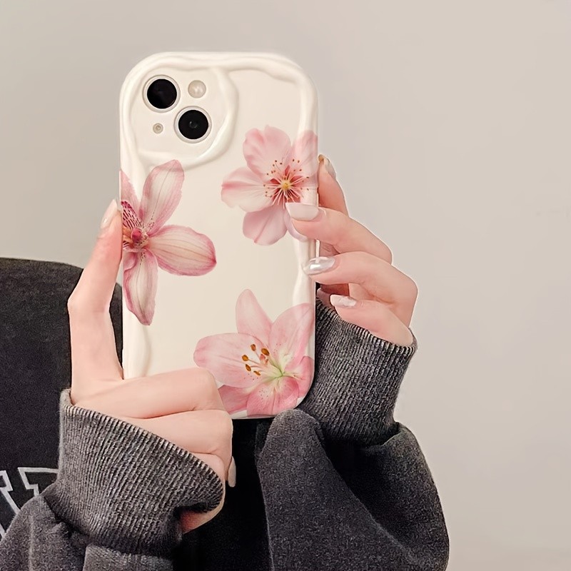 Três Rosa Lírio Creme Caso De Telefone Para Samsung S26 S25 S24 FE S22 S23 Ultra Plus A56 A55 A37 A36 A27 A26 A16 Capa