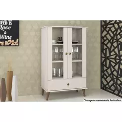 Cristaleira Sala Jantar RT3107 c/ 2 Portas e 1 Gaveta Off White - Movelbento
