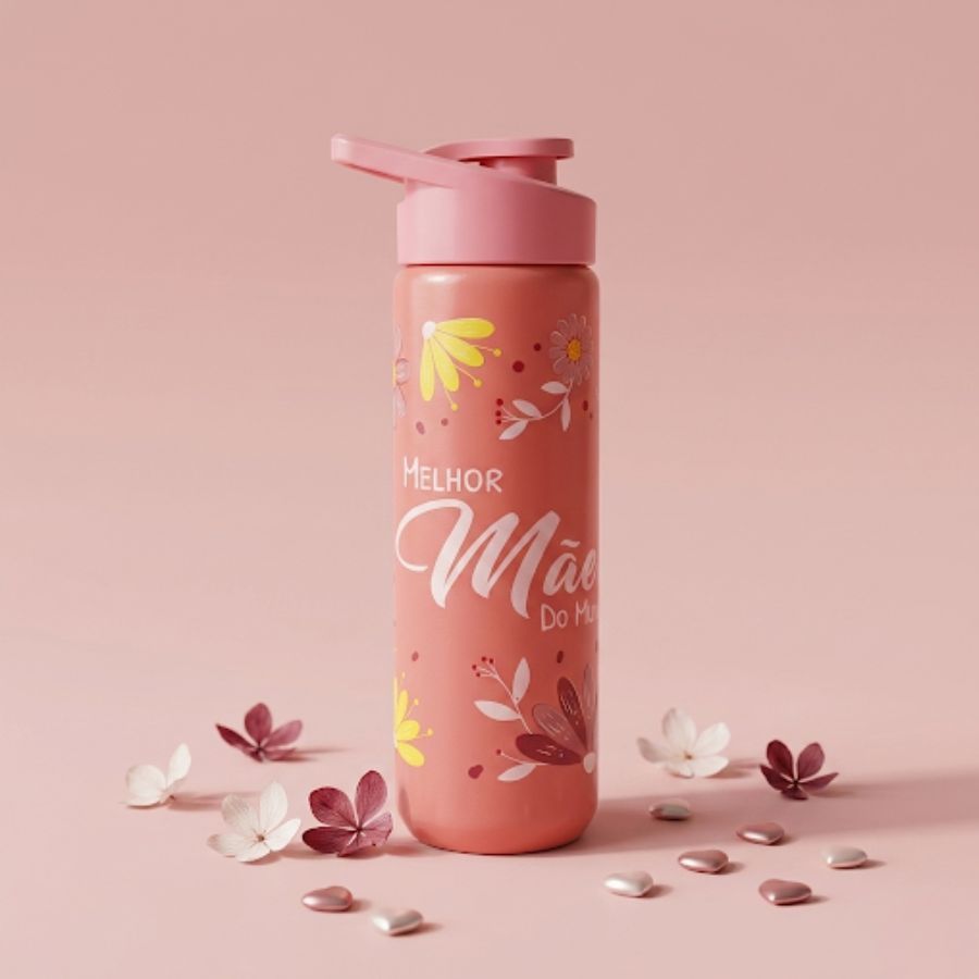 Garrafa Squeeze Body - Melhor Mãe - Rosa - 700mL - 1 unidade - Rizzo