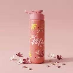 Garrafa Squeeze Body - Melhor Mãe - Rosa - 700mL - 1 unidade - Rizzo