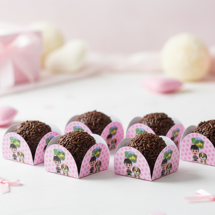 100 Forminhas Brigadeiro Docinho 4 Pétalas Bento e Totó Para Festas Aniversários Eventos Doces Confeitaria Beijinho