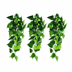 Kit 3 Planta Artificial Jiboia Pendente Verde Realista Decor