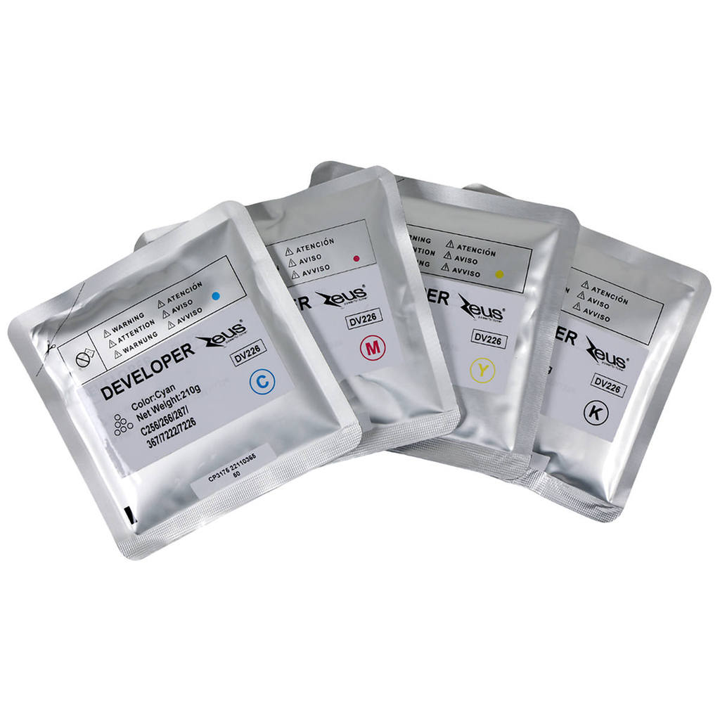 Kit 4 Cores Revelador Developer 4x210g Compatível c/ DV-226 DV226 Zeus p/ C256 C266 C287 C7222 C7226
