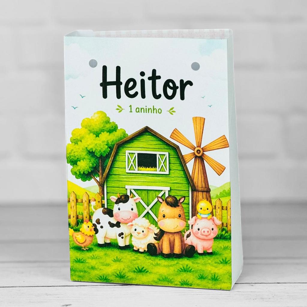 Sacolinha Personalizados FAZENDINHA VERDE (PEGUE E MONTE) / Lembrancinha Mimos Festa Aniversário Infantil