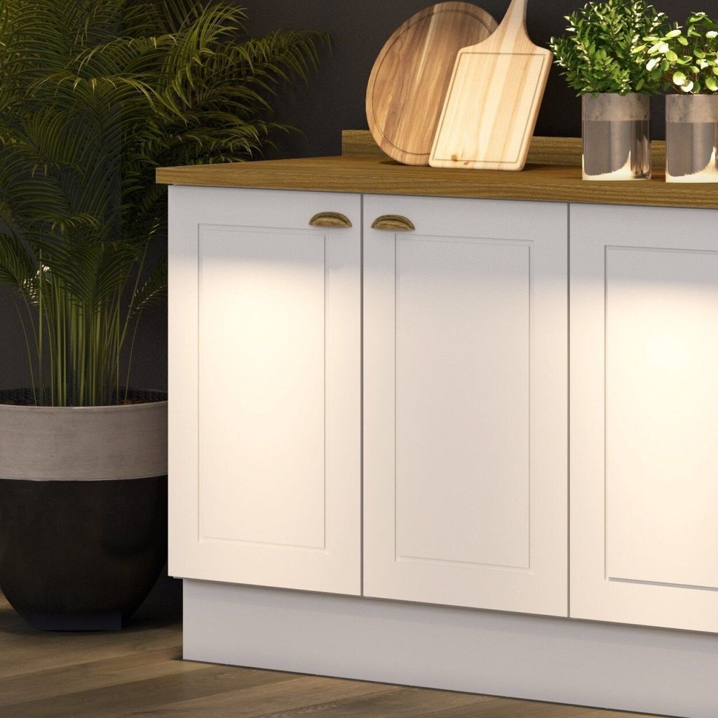 Balcão para Cozinha 2 Portas 80cm com Tampo Emily Espresso Móveis Branco/HP/Natu