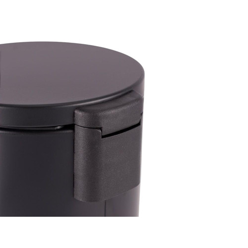 Lixeira Pedal Redonda Compacta 3 Litros Aco Inox Preto Fosco Moderna Duravel