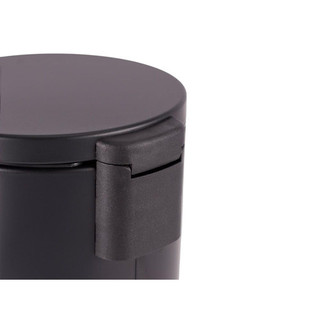Lixeira Pedal Redonda Compacta 3 Litros Aco Inox Preto Fosco Moderna Duravel