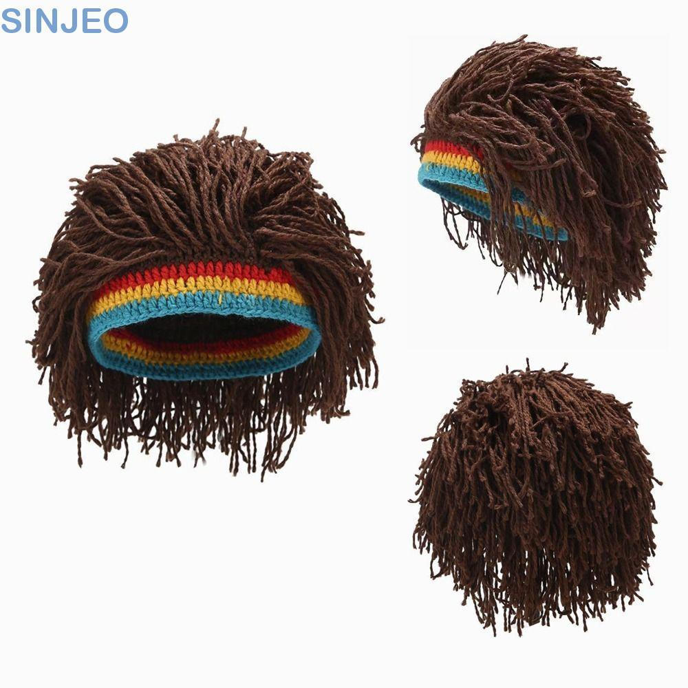 Desce Peruca Masculina Jamaicano Gorros De Malha De Cabelo Sintético Fibra Resistente Ao Calor Festa De Halloween Engraç