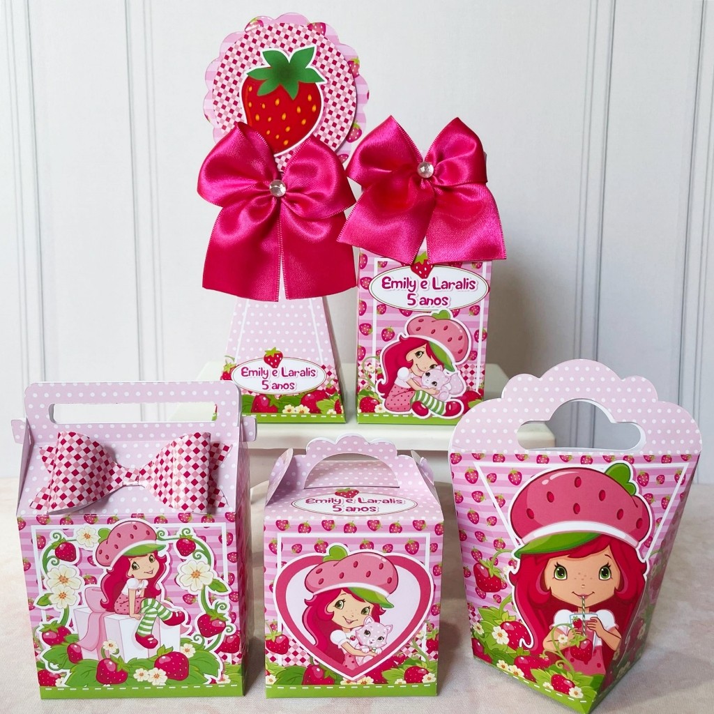 Kit Personalizados caixas Festa decoração Moranguinho|Caixinha|Aniversário|Lembrancinha|Pegue Monte