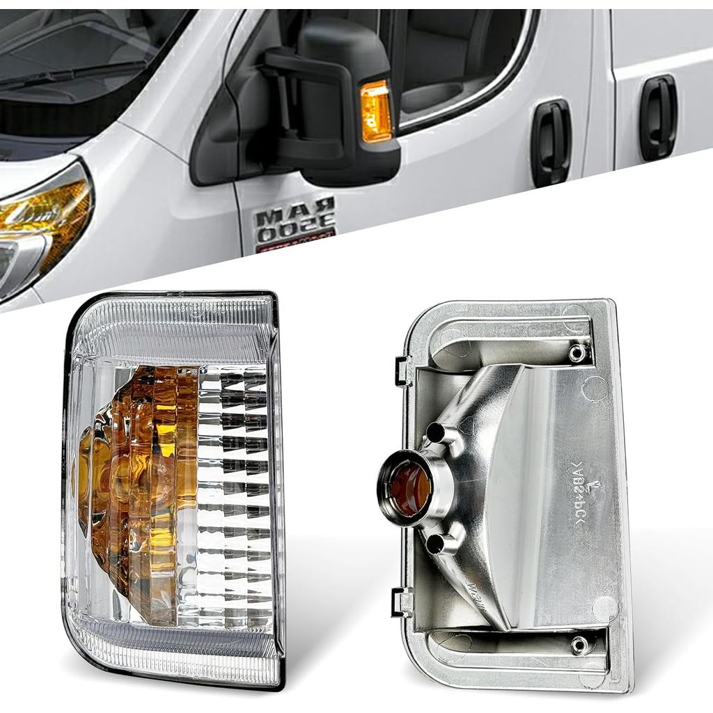 Carcaça da Luz Indicadora de Direção do Espelho Lateral do Motorista Compatível com Ram ProMaster 1500 2500 3500 2010-20