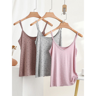 Modal interior camisola feminina verão fino sem mangas Polka Dot topo tamanho grande solto mais magro olhar camisa de fu