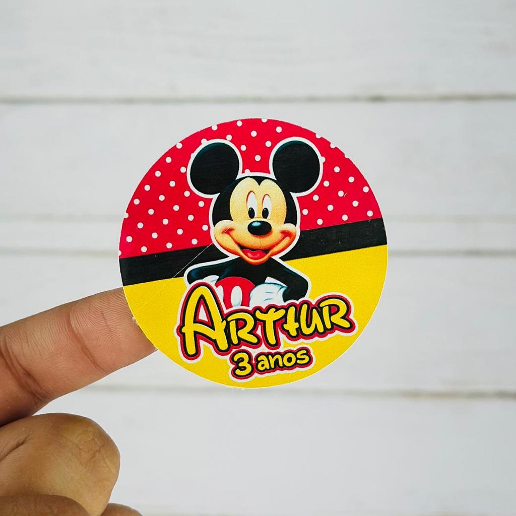 Adesivos Mickey Personalizados Com Nome 5x5 cm Lembrancinha Aniversário Infantil Decoração Mimos