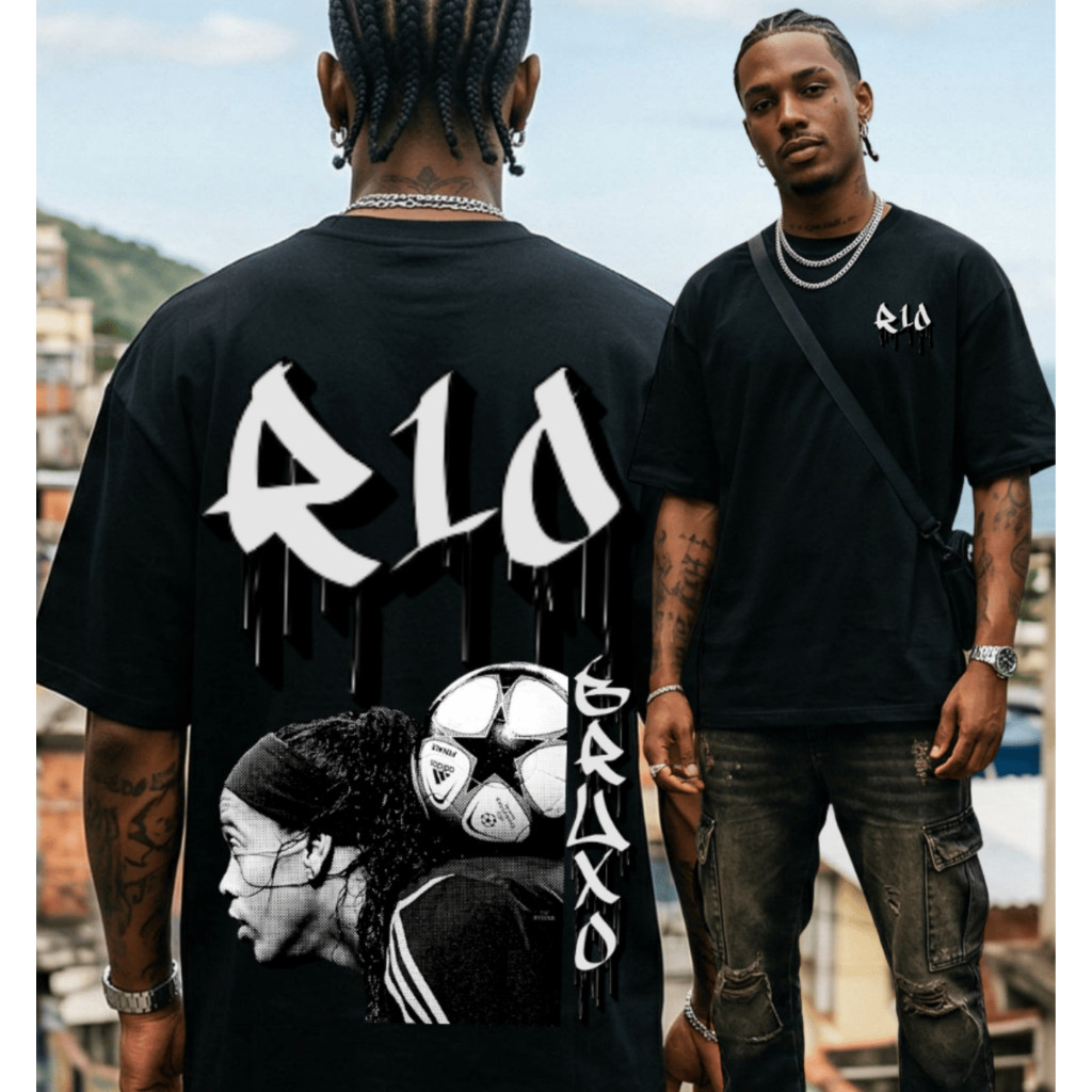 [Camiseta Premium em Algodão Puro]TT Camiseta Básica Oversized Ronaldinho Bruxo R10 Urban StreetWear 100% algodão Linha 