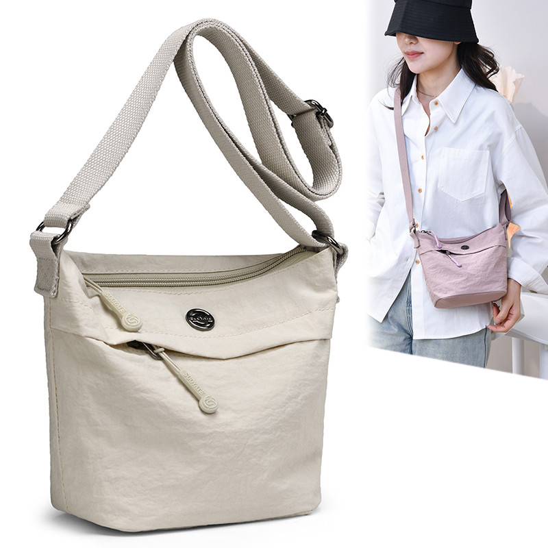Taoxiaoqi cor sólida estilo simples leve saco do mensageiro feminino All-Match lazer esportes grande capacidade macio co