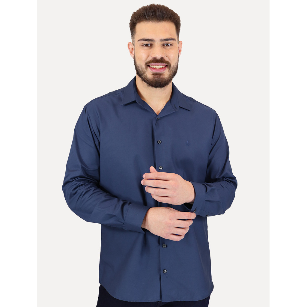 Camisa Dudalina Masculina Comfort Superfine Cotton Azul Marinho em Oferta na Shopee