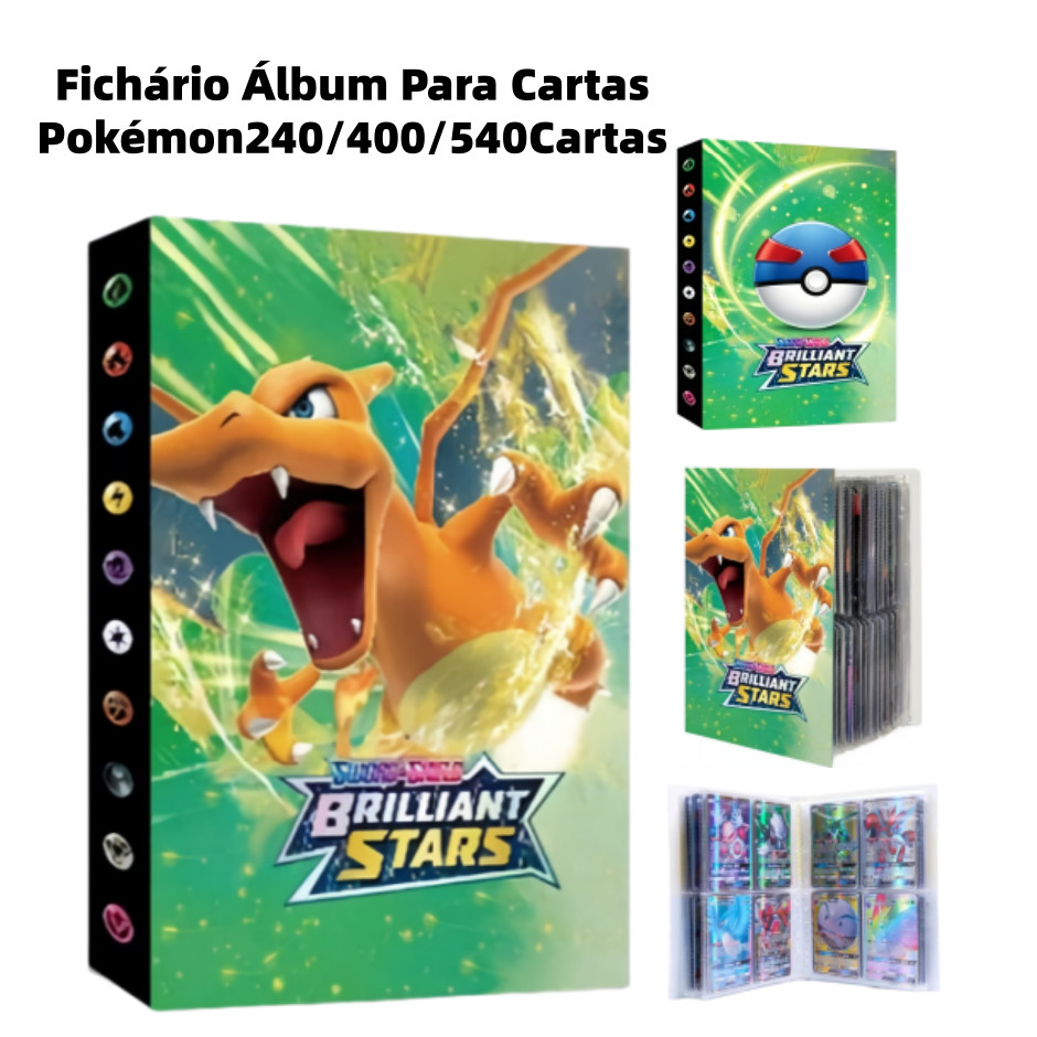 Álbum Pokémon TCG 240/400/540 Cartas – Pikachu Charizard Mewtwo– Pasta Premium Pronta Entrega Brasil