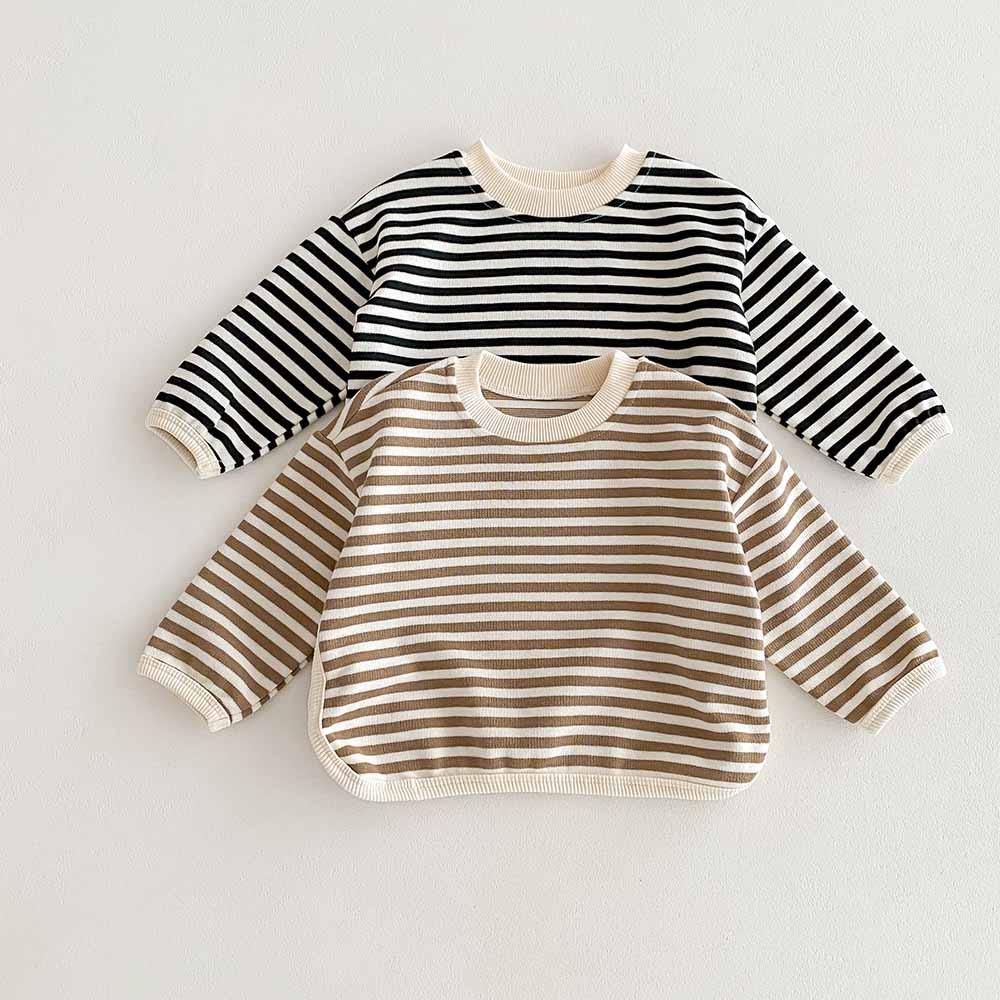 2024 versão coreana primavera outono roupas meninos meninas listrado moletom crianças Casual pulôver camiseta infantil d