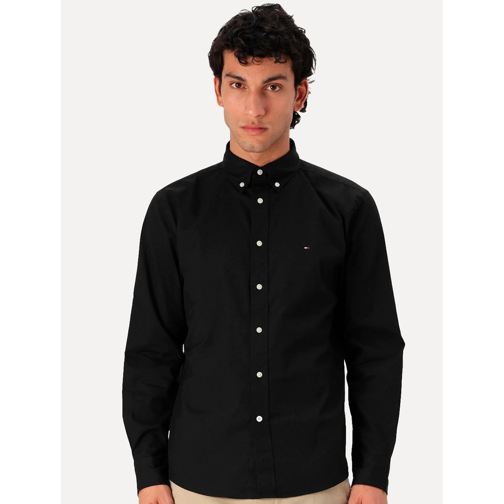 Camisa Tommy Hilfiger Original Masculina Regular Core Flex Poplin Preta