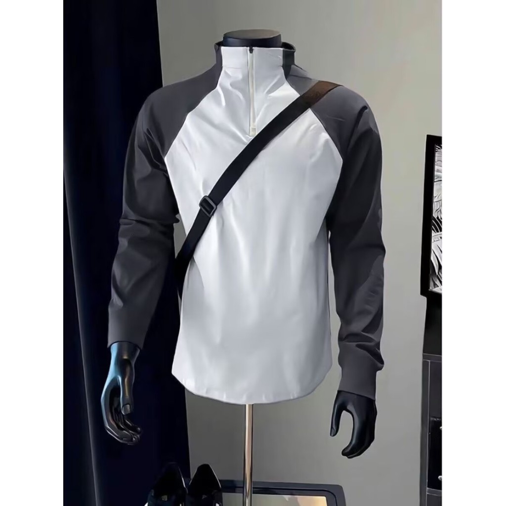 Camiseta de seda gelo masculina primavera fina roupas de secagem rápida manga comprida protetor solar esportes topo novo
