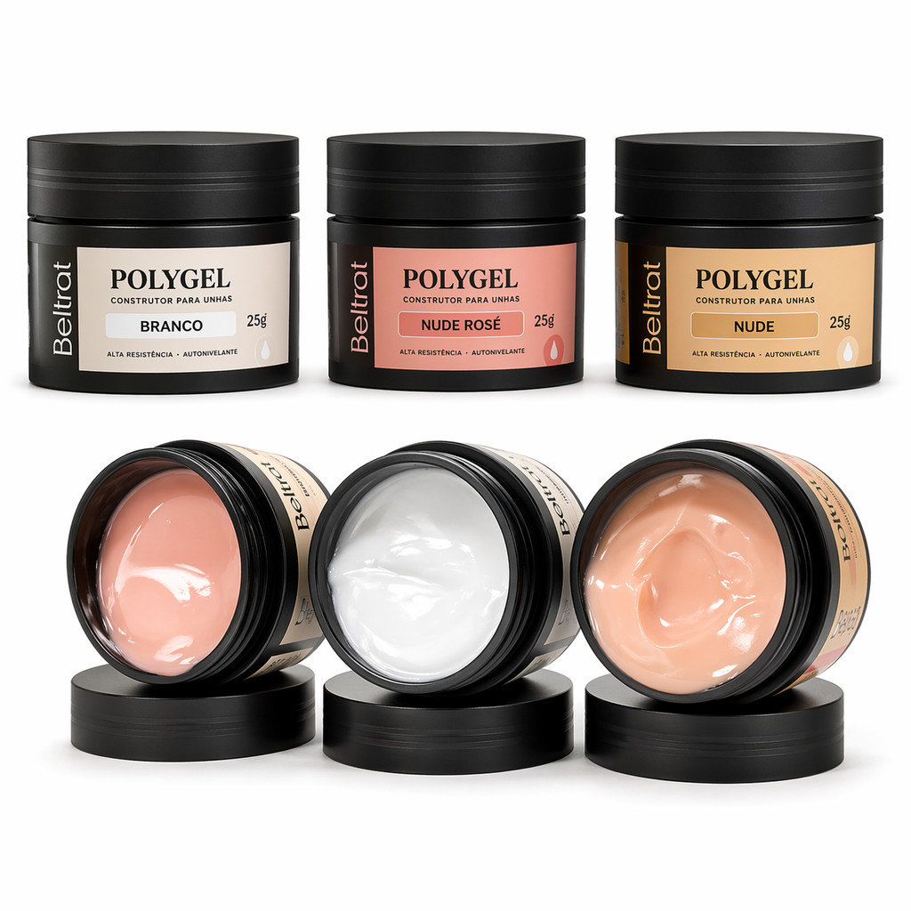 Polygel Beltrat 25g Branco Nude Nude Rosé Alongamento Unhas UV LED Alta Resistência Profissional