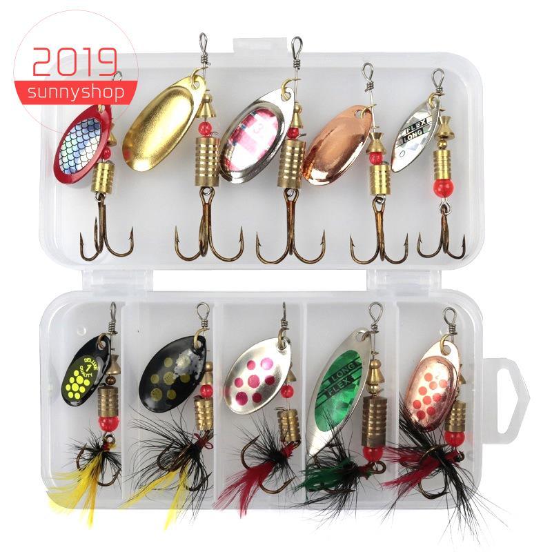 [Bestseller S] 10 Pçs/Lote Colher De Pesca Iscas Spinner Isca 3-7G Wobbler De Metal Spinnerbait Artificial Livre Com Cai