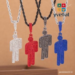 Pingente YVEFAT Little Man , De Colar De Cabeça Torta Strass Moderno De Luxo De Desenho Animado