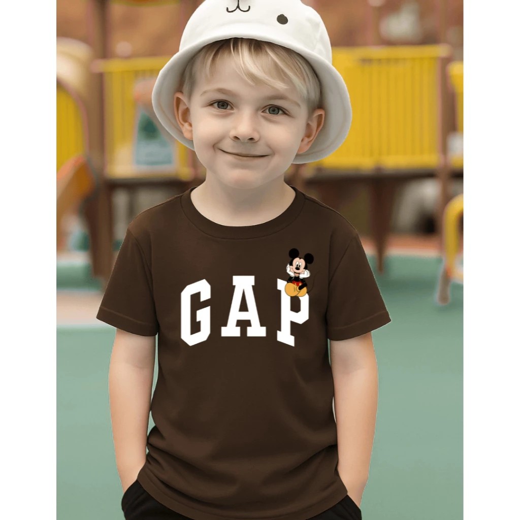Camiseta Infantil Estampada GAP Divertida Menino Menina 100% Algodão Confortável Dia a Dia Estilosa Escolar