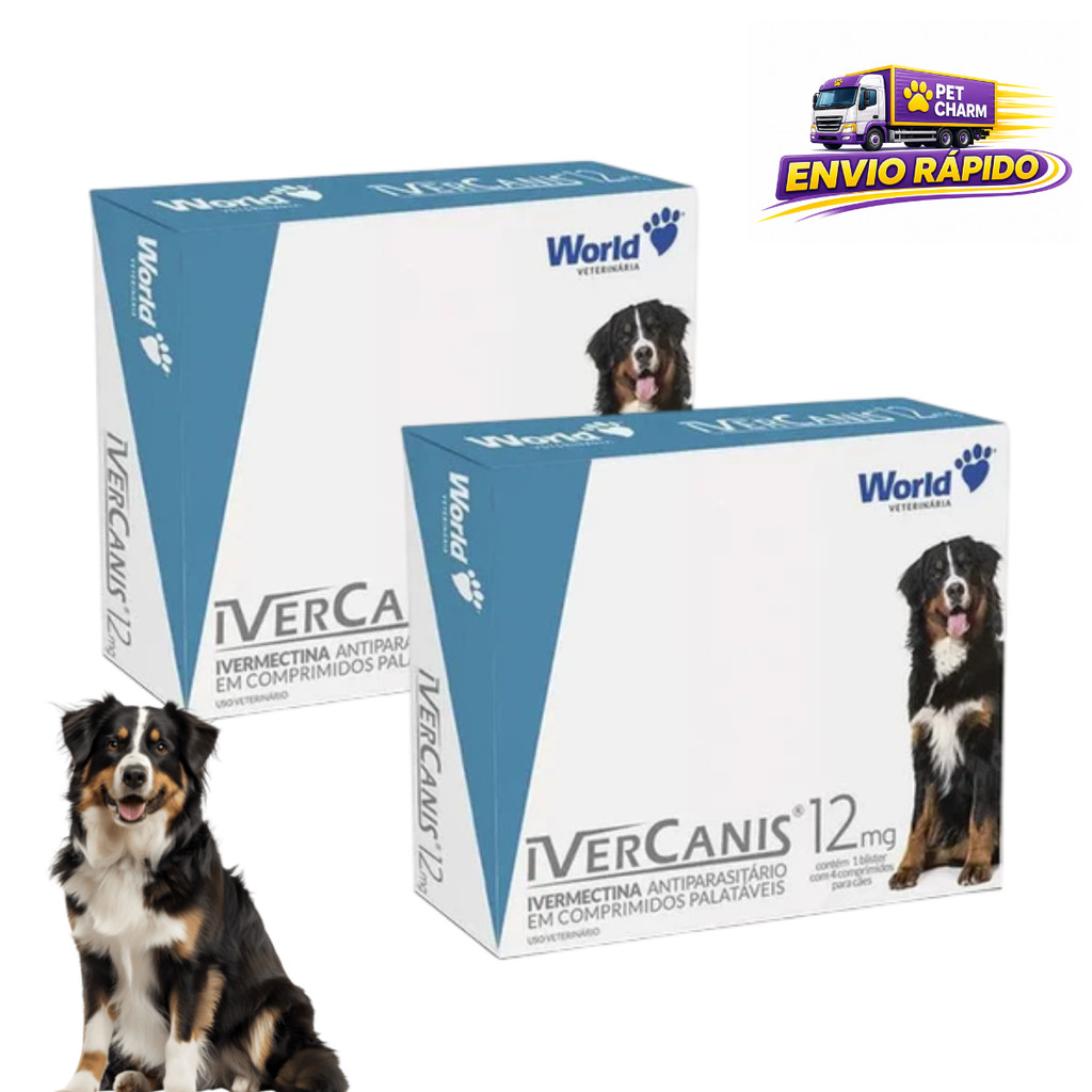 Kit 2 IverCanis 12mg para Cães até 60kg | 4 Comprimidos