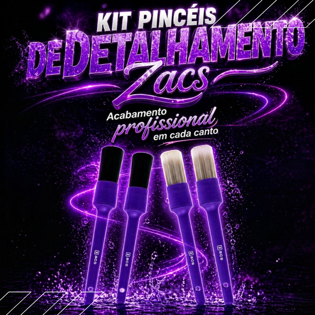 Kit 4 un Pincel Detalhamento Externo 2un + Interno 2un N. 14 Zacs