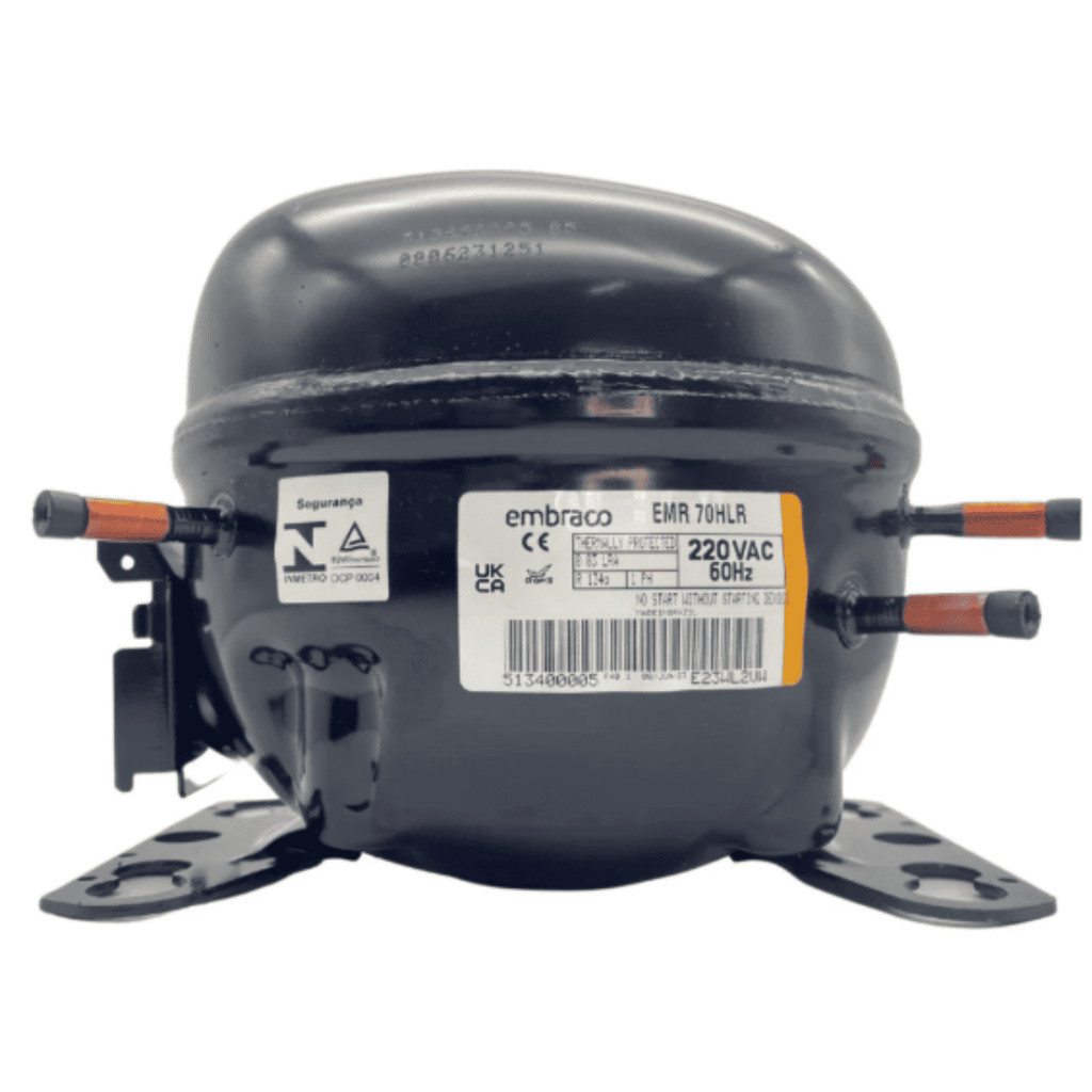 Motor Compressor Embraco Geladeira EMR70HLR 1/5hp R134a 220V