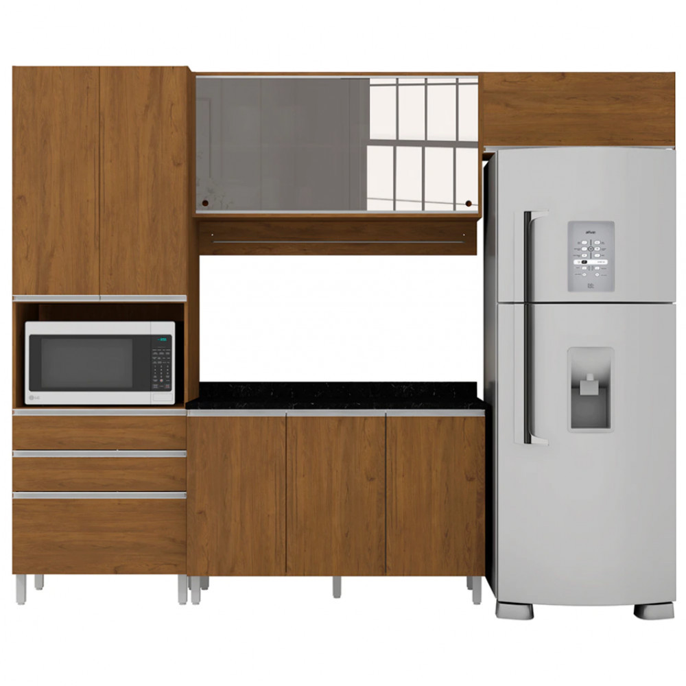 Cozinha Completa Amazonita com 8 Portas 6 Prateleiras e 3 Gavetas Bartira