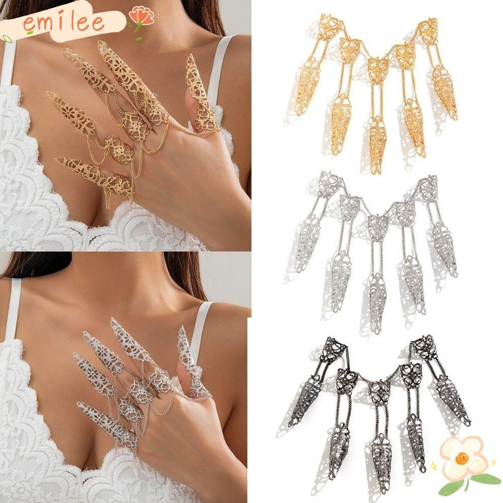 Pulseiras De Corrente De Pulso De Dedo EMILEE , Pulseira Gótico De Ferro De Personalidade , Joias De Mão , Anéis De Unha