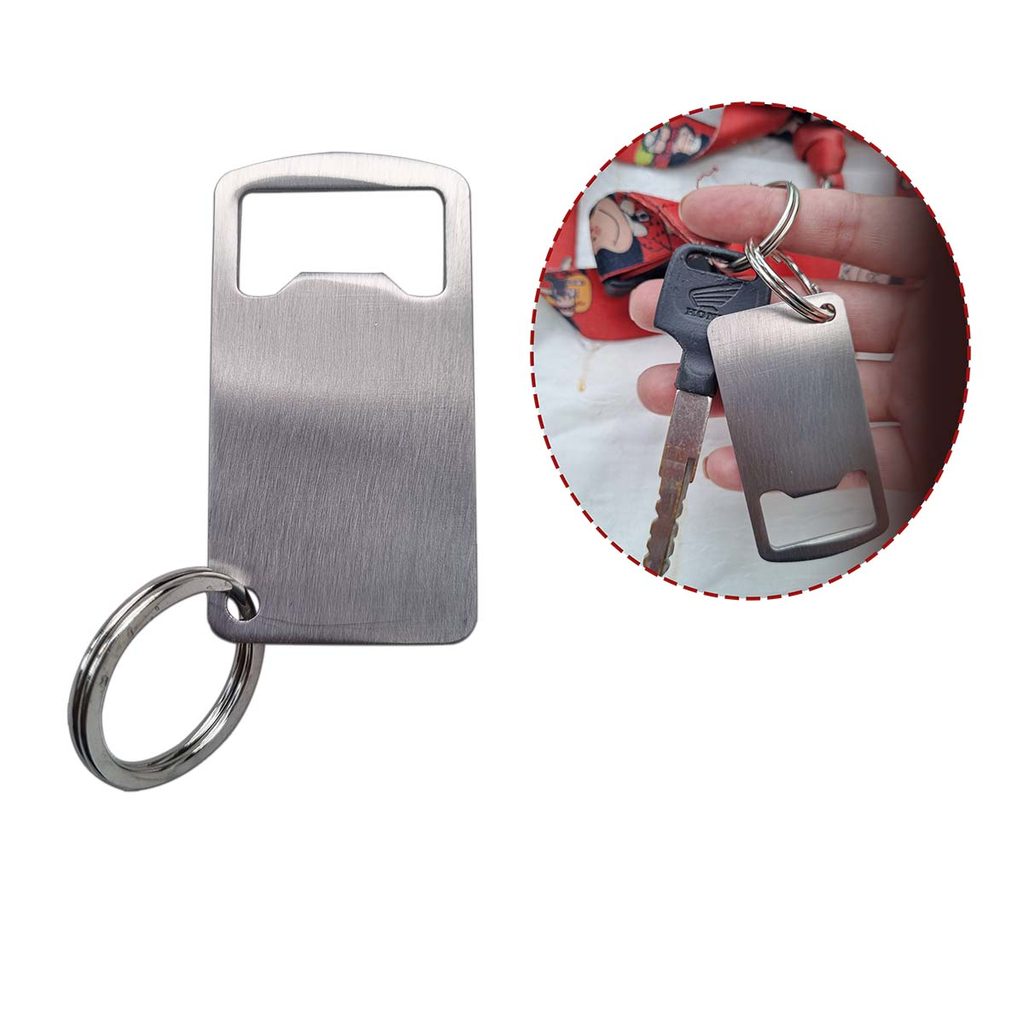 Kit 50 Abridor Chaveiro Retangular Personalizado Inox Mini Lembrança Brinde Bar Lanchonete