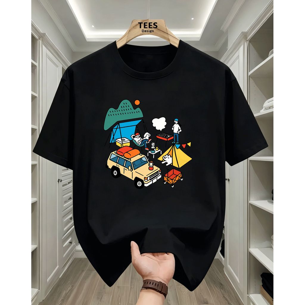 2026 Camiseta Masculina Estampa de Câmping Moderno Confortável Atemporal Tema de Viagem e Aventura Estilo Casual
