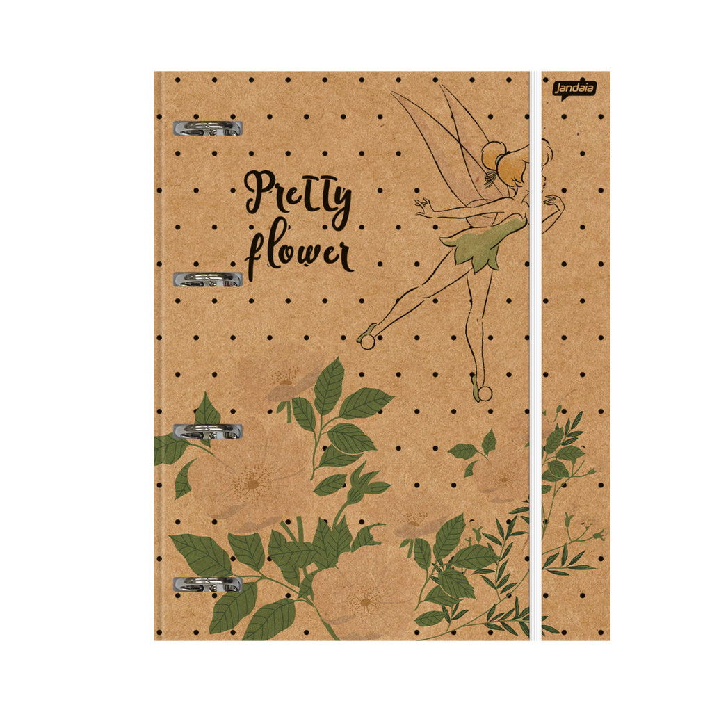 Caderno Argolado Disney Kraft Colegial 80 folhas - Jandaia Capa:Tinker Bell