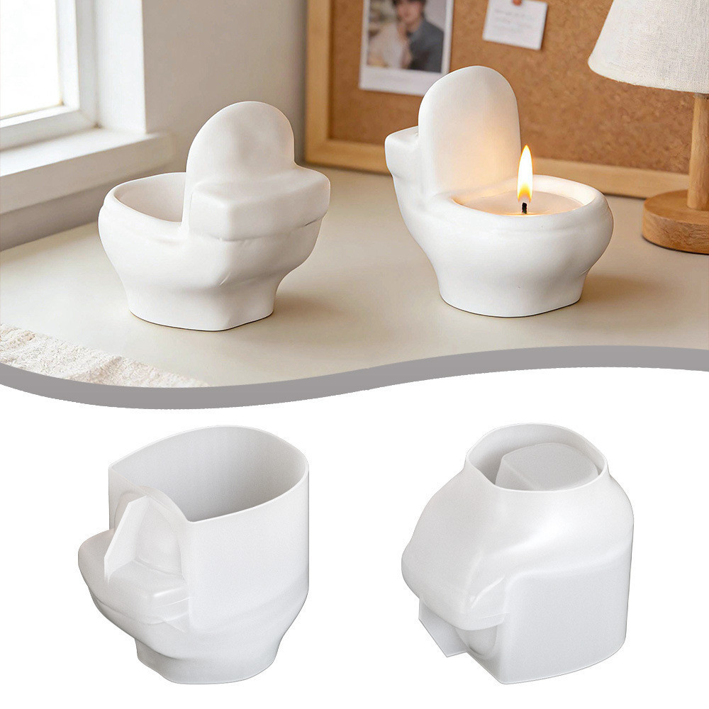 Molde De Silicone Em Forma De Vaso Sanitário 3D , Antiaderente , Artesanal , Suporte De Vela , Resistente Ao Calor , Fle