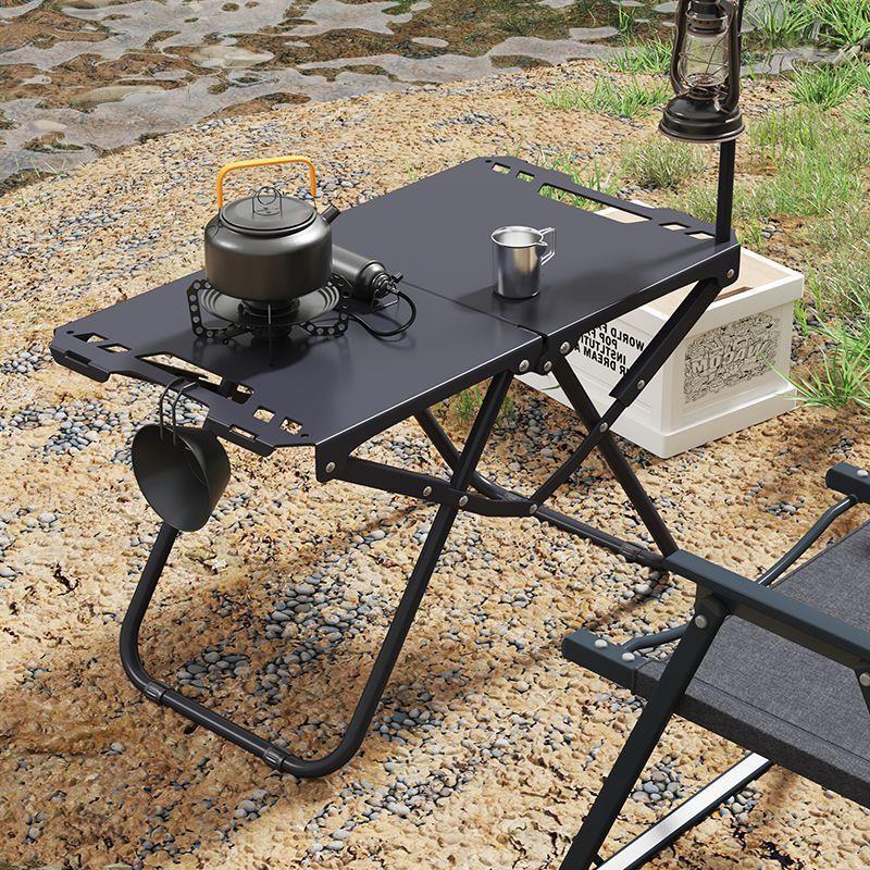 Mesa dobrável de aço carbono ao ar livre portátil acampamento multifuncional mesa dobrável acampamento piquenique