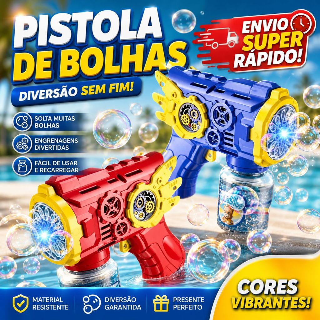 Arminha Lança Bolha De Sabão Infantil Bolhas Com Led Automática Brinquedo Interativo Infantil
