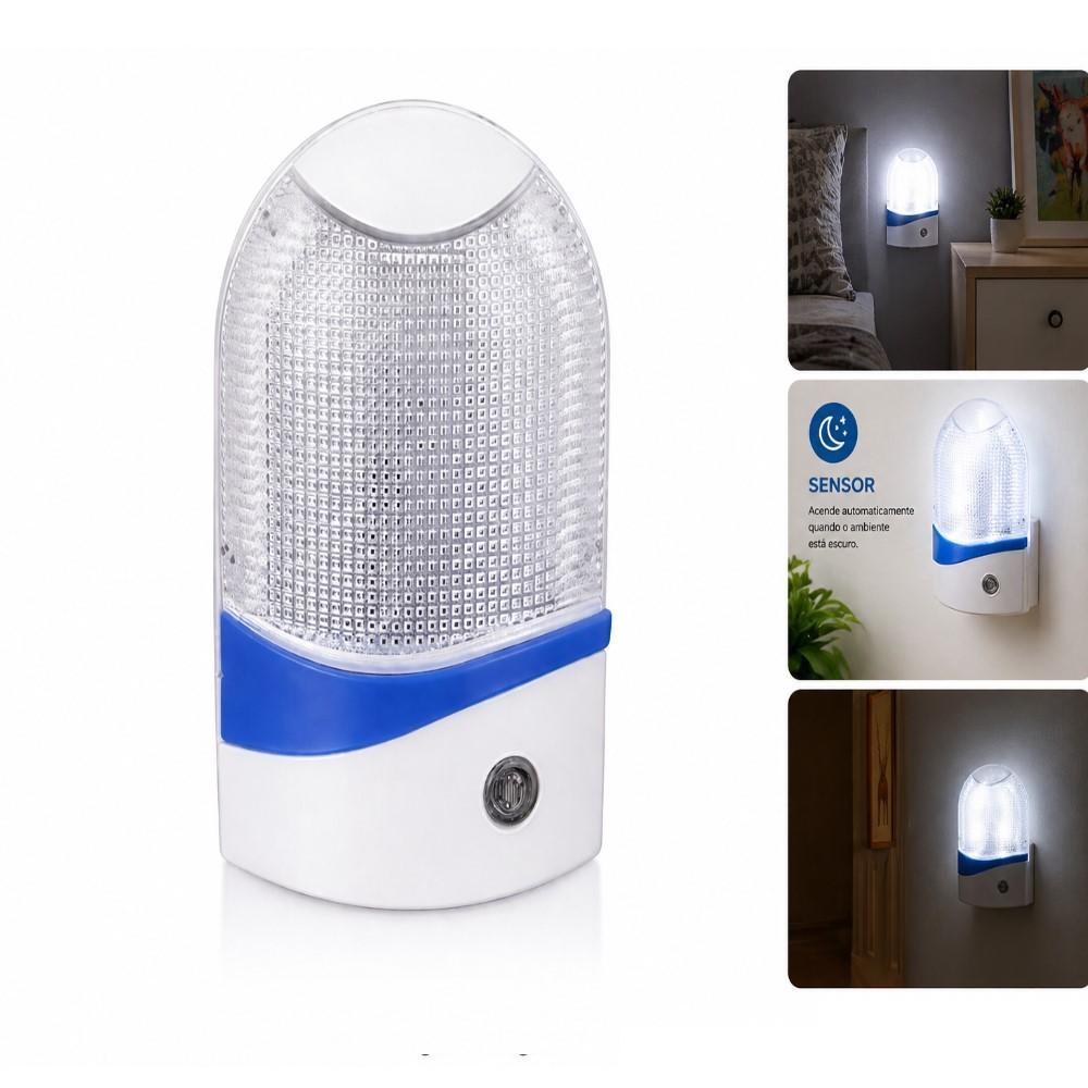 LUMINARIA SENSOR PRESENÇA MOVIMENTO ABAJUR LED INFANTIL LUZ NOTURNA TOMADA QUARTO CORREDOR BIVOLT