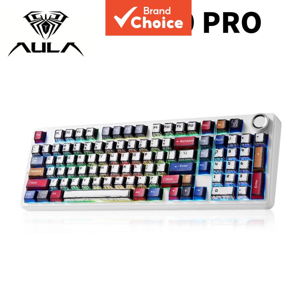 Teclado mecânico AULA F99 Pro, teclado gamer wireless, Bluetooth, intercambiável, personalizado, creme, para
