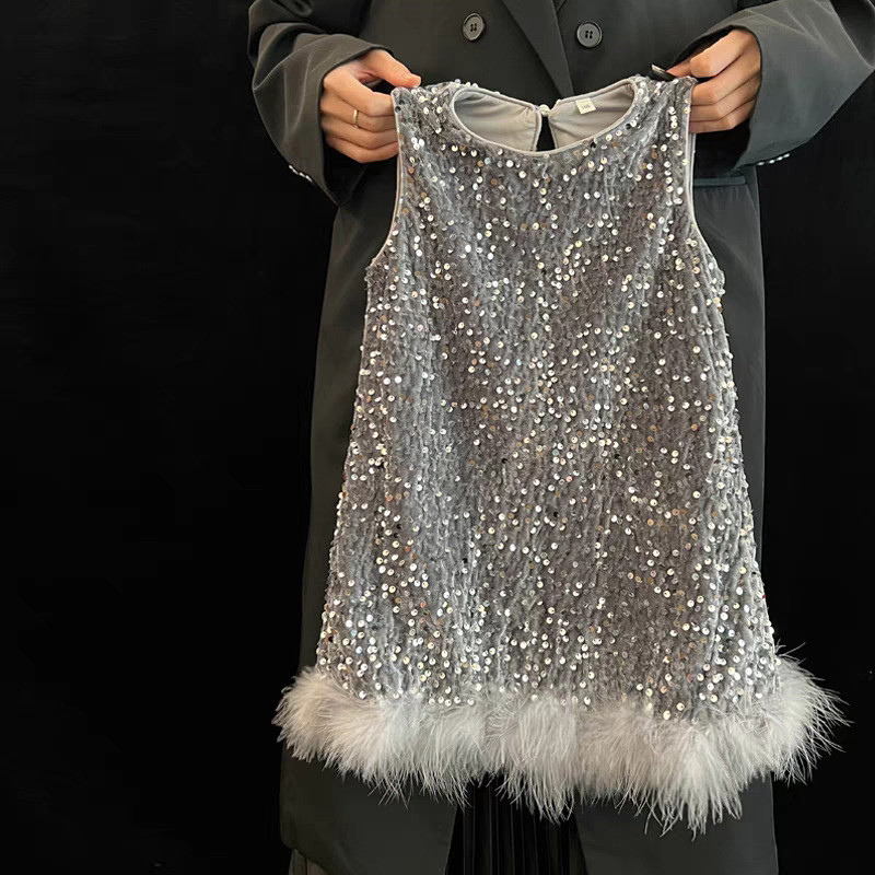 Estoque pronto frete grátis roupas infantis da moda roupas infantis novo estilo meninas vestido infantil High-End lantej