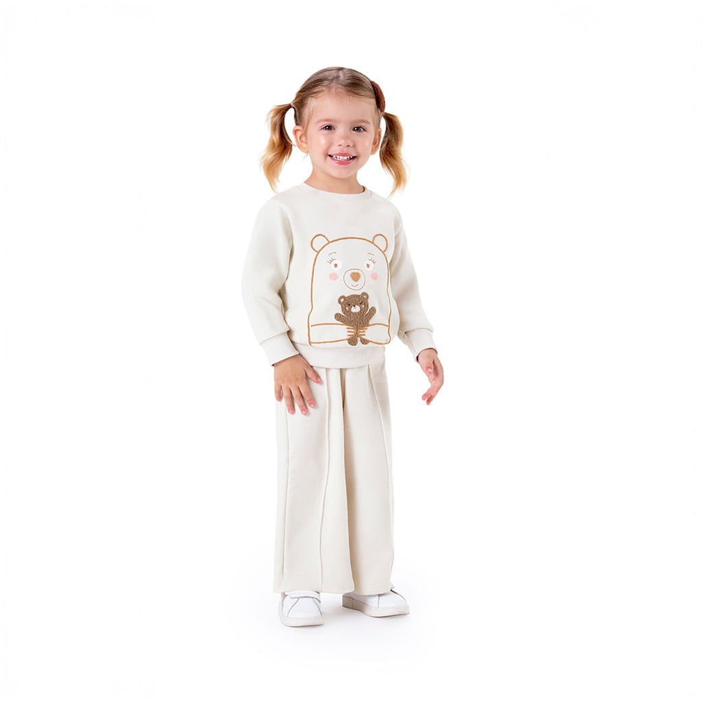 Conjunto Longo Moletom Ursinho Infantil Menina Marisol