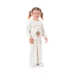 Conjunto Longo Moletom Ursinho Infantil Menina Marisol