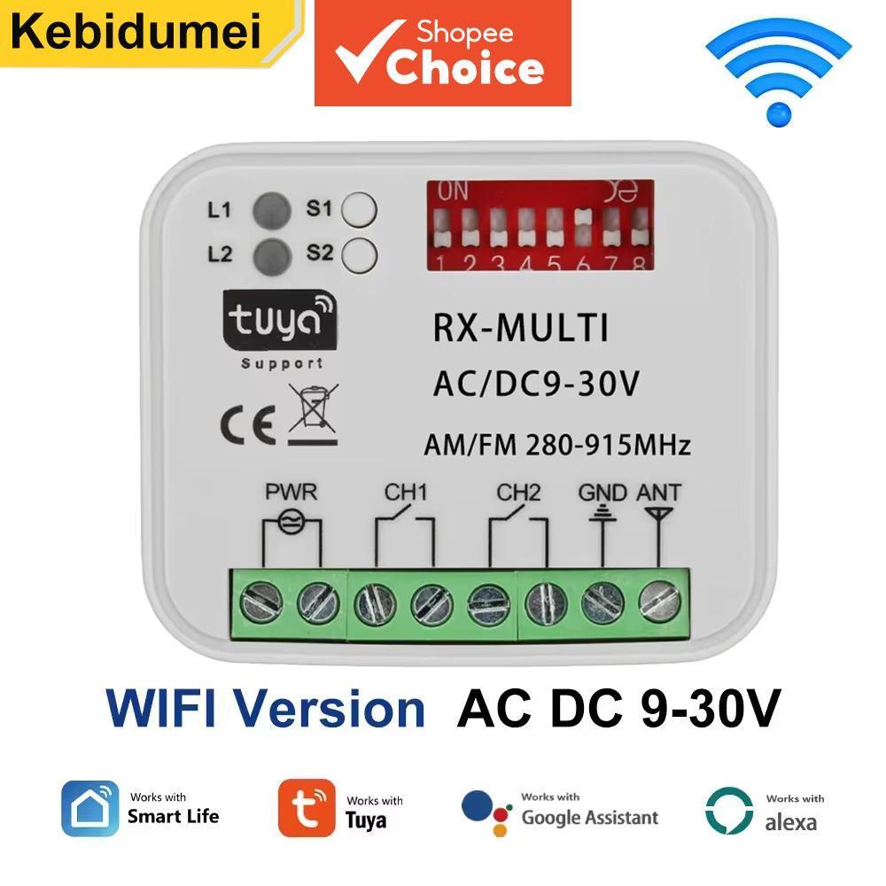 Receptor de Controle Remoto para Porta de Garagem WiFi Tuya, Módulo Relé AC/DC 9-30V, Abridor de Porta 280-915MHz