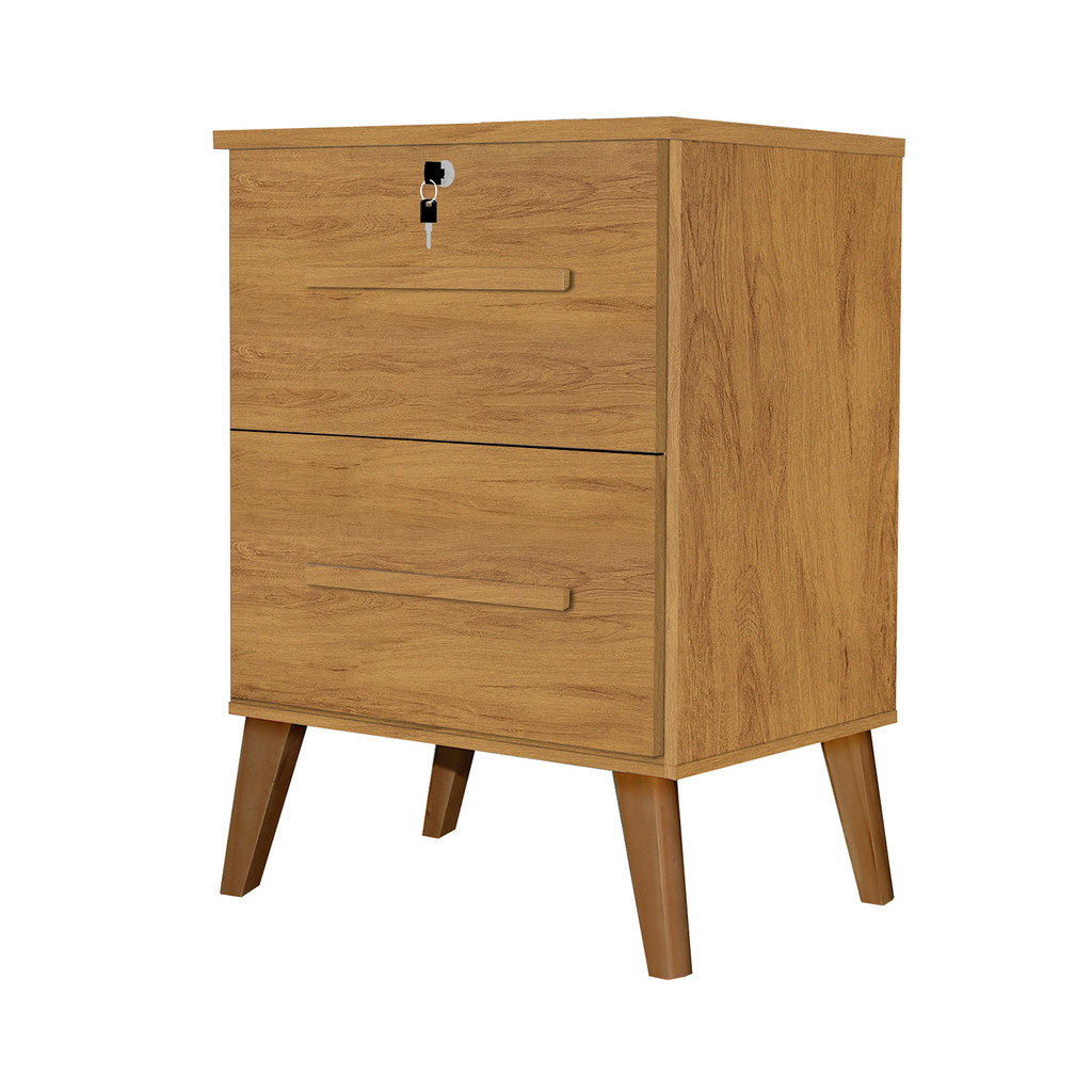 Comoda de Cabeceira Gaveteira Moderna Compacta para Quarto 2 Gavetas Fechadura Canelato - Trinobel