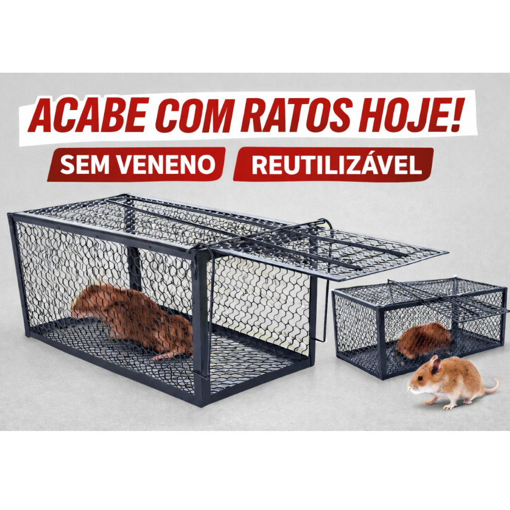 Ratoeira Gaiola Metálica Reutilizável – Captura Segura e Humanizada