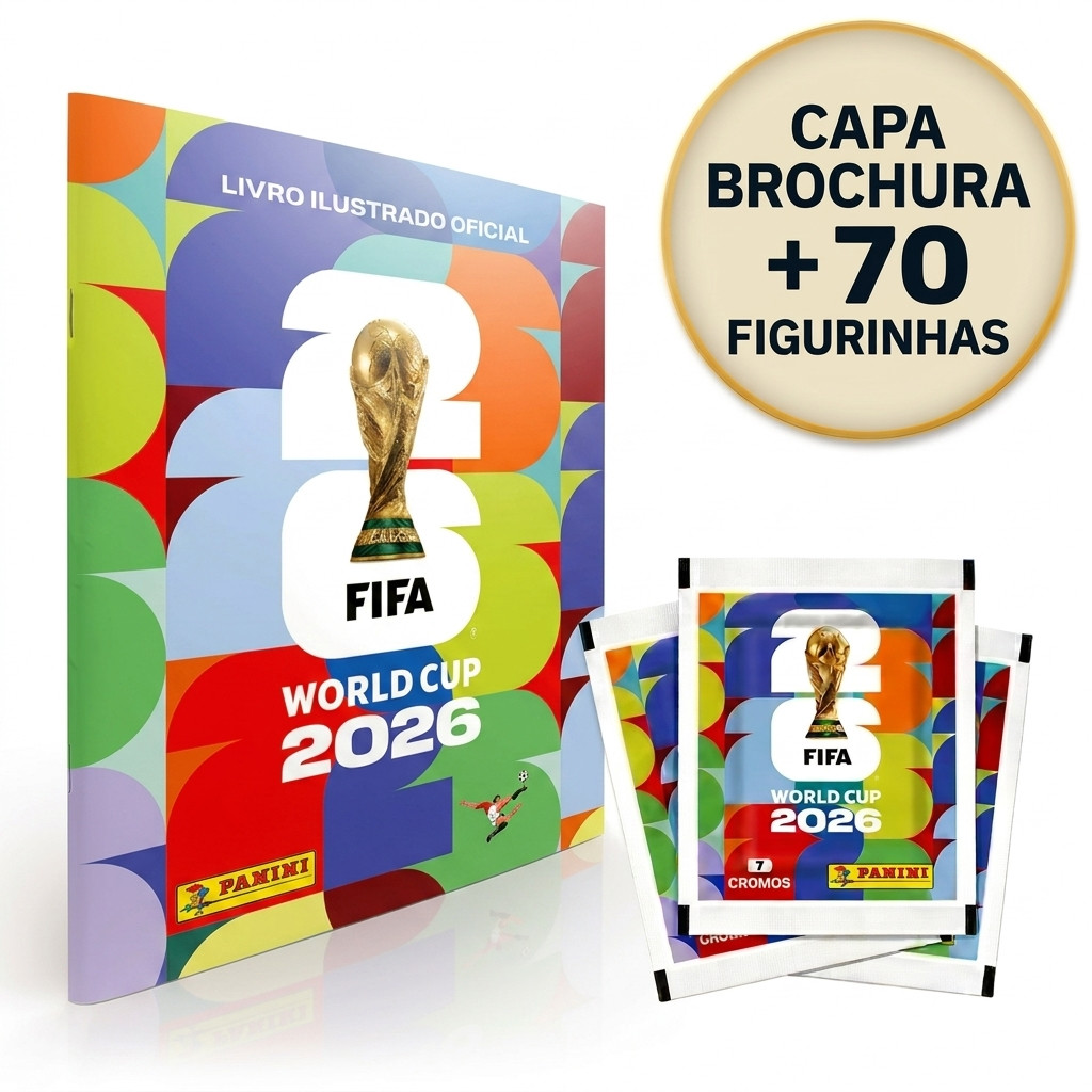 Album Oficial Copa Do Mundo 2026 + 70 Figurinhas Capa Brochura